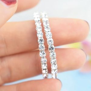 Silver Crystal Hoop Earrings